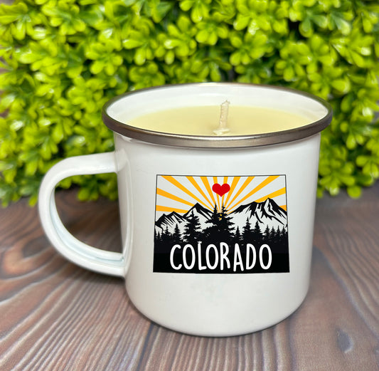 Enamel Mug Candle - Colorado Mountain State