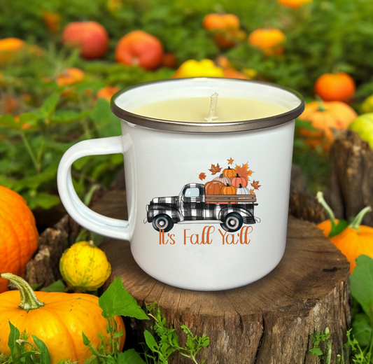 It's Fall Ya'll Enamel Mug Candle