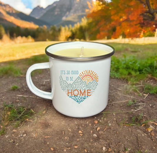 It's So Good to be Home Enamel Mug Candle