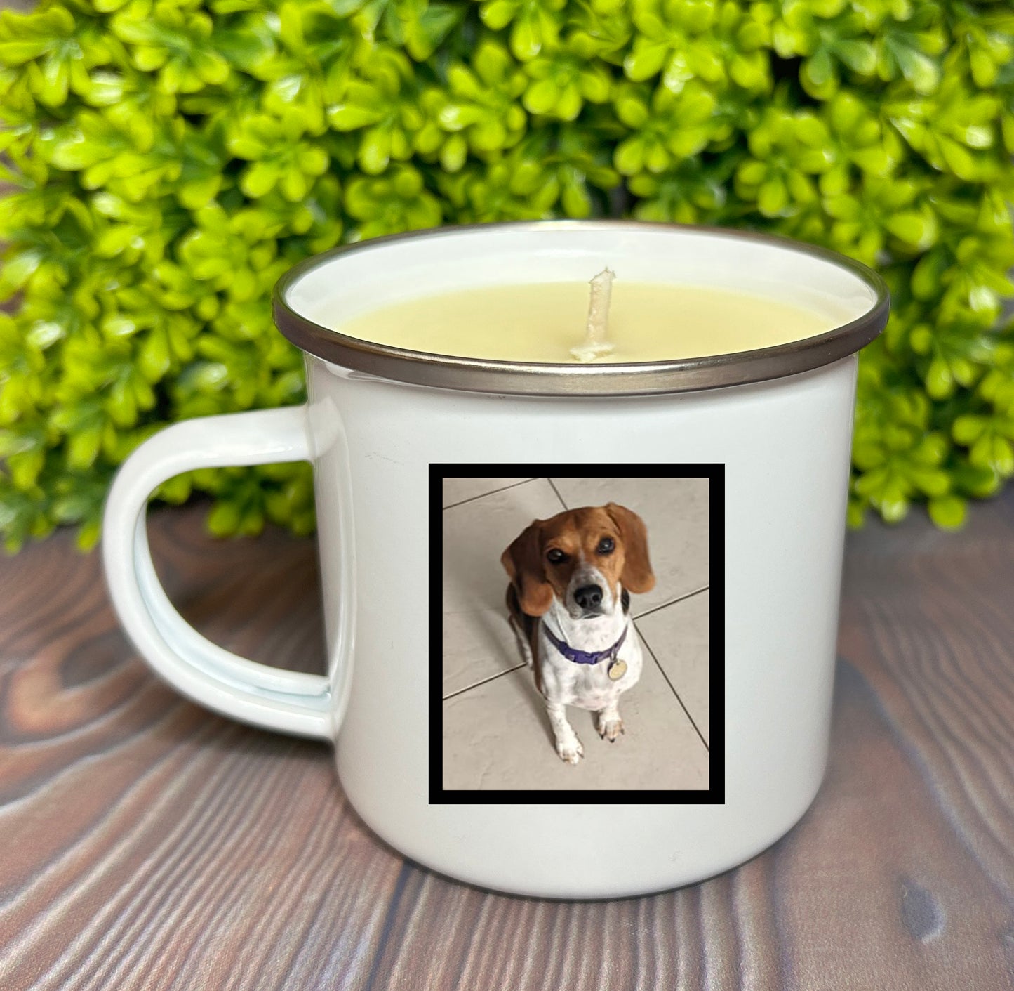 Enamel Mug Candle -  Your Own Photo/Image (Silver Paw Studio)